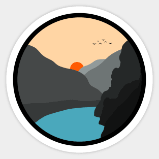 Minimalist Landscape - Valley River Sticker